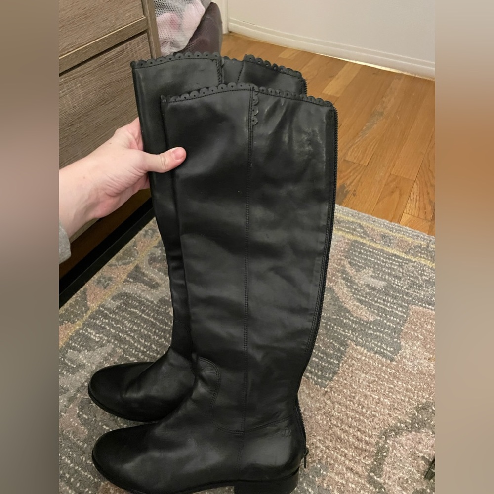 Jack Rogers Black Leather Zip-Up Riding Boots